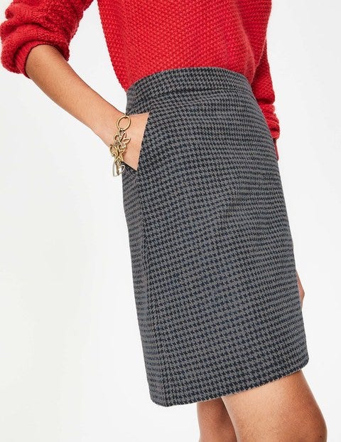 British Tweed Mini Skirt - Navy & Grey Marl Puppytooth British Tweed Mini Skirt - Navy & Grey Marl Puppytooth