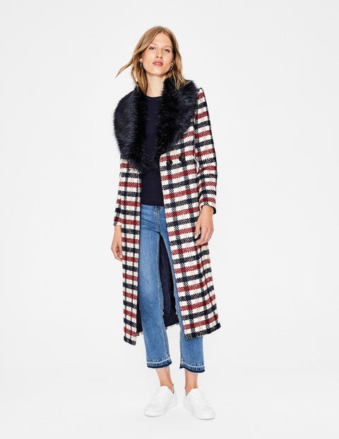Burley Coat - Navy and Wine Check Burley Coat - Navy and Wine Check