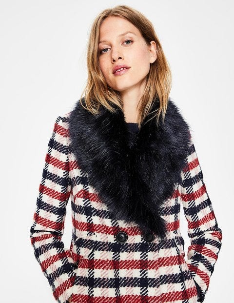 Burley Coat - Navy and Wine Check Burley Coat - Navy and Wine Check