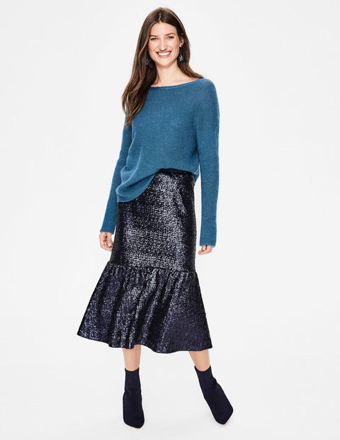 Sequin Midi Skirt - Navy Sequin Midi Skirt - Navy