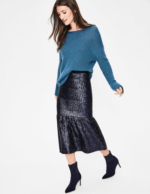 Sequin Midi Skirt - Navy Sequin Midi Skirt - Navy