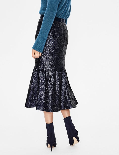 Sequin Midi Skirt - Navy Sequin Midi Skirt - Navy