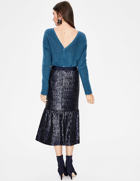 Sequin Midi Skirt - Navy Sequin Midi Skirt - Navy