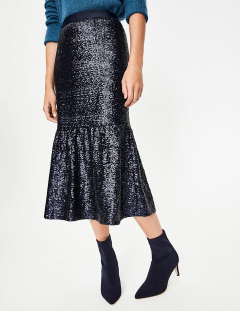 Sequin Midi Skirt - Navy Sequin Midi Skirt - Navy