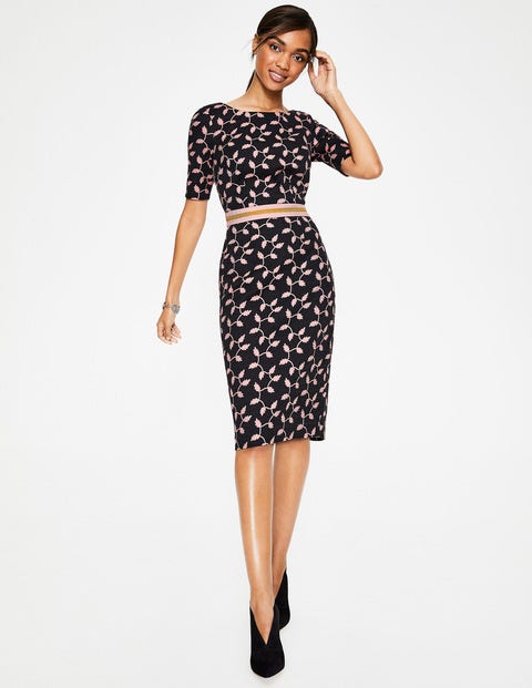 Fleur Fitted Dress - Black, Leaf Trellis Large Fleur Fitted Dress - Black, Leaf Trellis Large