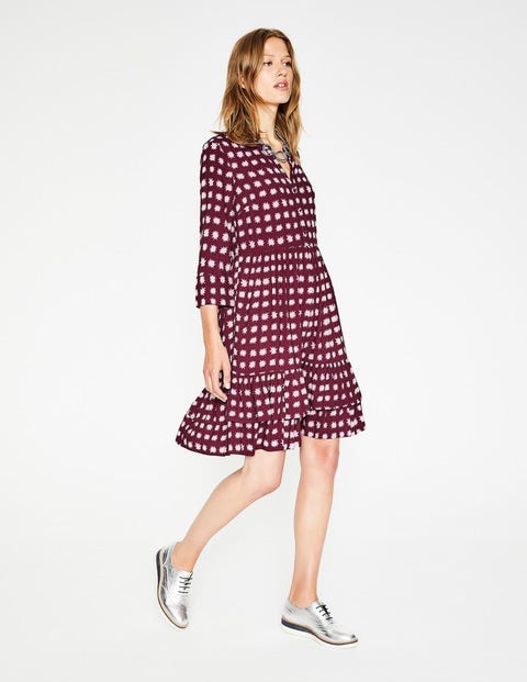 Relaxed Tiered Hem Shirt Dress - Mulled Wine Pow Relaxed Tiered Hem Shirt Dress - Mulled Wine Pow