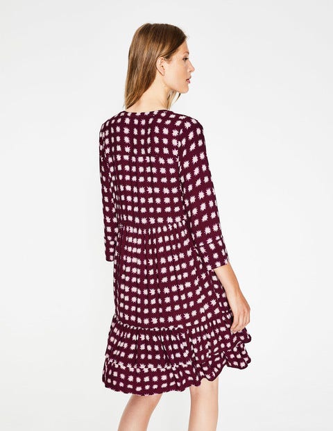Relaxed Tiered Hem Shirt Dress - Mulled Wine Pow Relaxed Tiered Hem Shirt Dress - Mulled Wine Pow