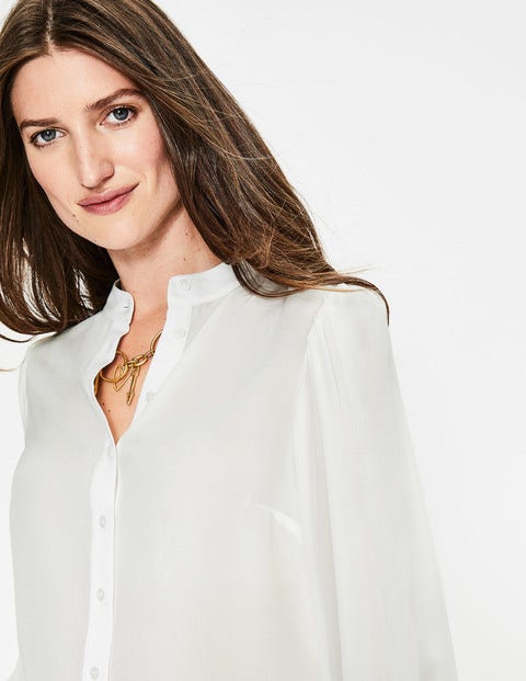 Blouson Sleeve Silk Shirt - Ivory Blouson Sleeve Silk Shirt - Ivory