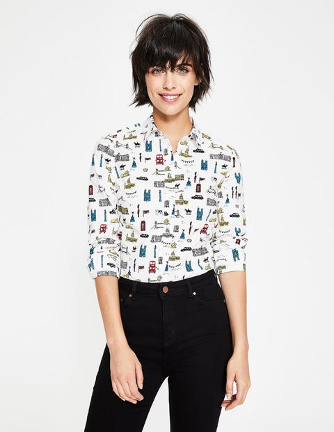 Modern Classic Shirt - Ivory and Poinsettia, London Modern Classic Shirt - Ivory and Poinsettia, London