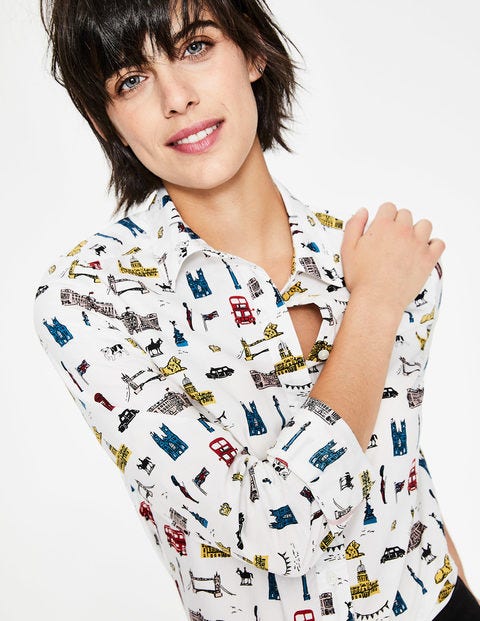 Modern Classic Shirt - Ivory and Poinsettia, London Modern Classic Shirt - Ivory and Poinsettia, London