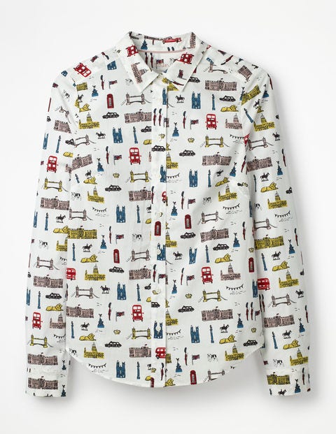Modern Classic Shirt - Ivory and Poinsettia, London Modern Classic Shirt - Ivory and Poinsettia, London