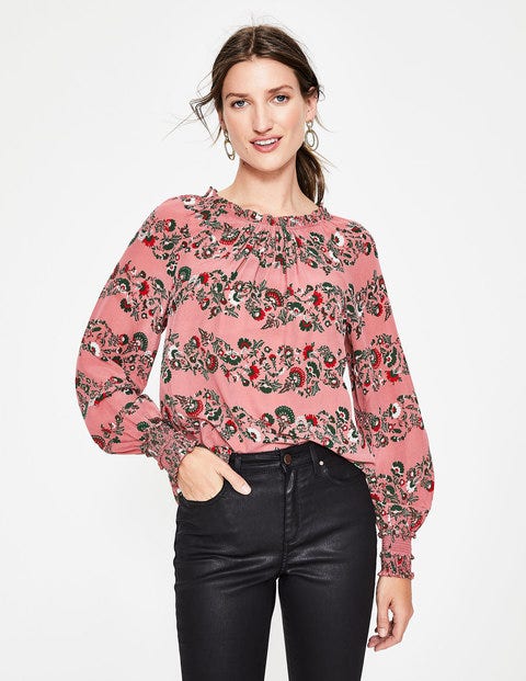 Sadie Silk Top - Blush Flourish Stripe Sadie Silk Top - Blush Flourish Stripe