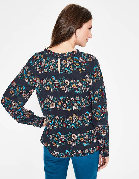 Sadie Silk Top - Navy Flourish Stripe Sadie Silk Top - Navy Flourish Stripe