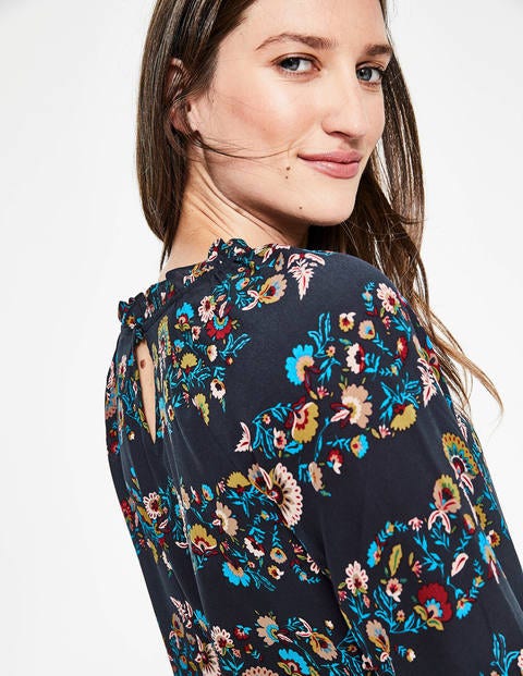 Sadie Silk Top - Navy Flourish Stripe Sadie Silk Top - Navy Flourish Stripe