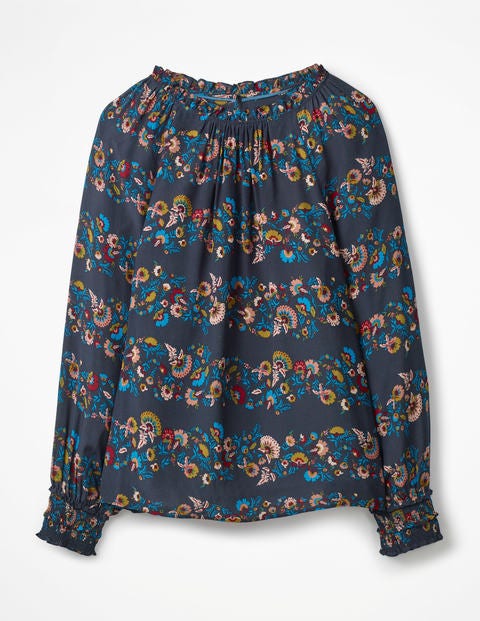 Sadie Silk Top - Navy Flourish Stripe Sadie Silk Top - Navy Flourish Stripe