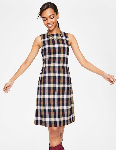 Rosie Tweed Dress - Mulled Wine Hot Mustard Check Rosie Tweed Dress - Mulled Wine Hot Mustard Check