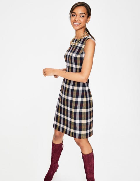 Rosie Tweed Dress - Mulled Wine Hot Mustard Check Rosie Tweed Dress - Mulled Wine Hot Mustard Check