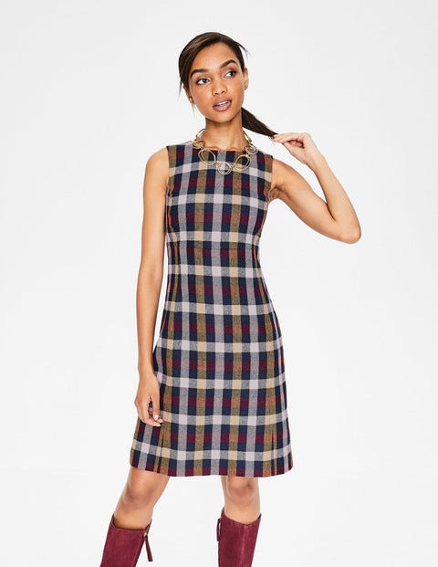 Rosie Tweed Dress - Mulled Wine Hot Mustard Check Rosie Tweed Dress - Mulled Wine Hot Mustard Check