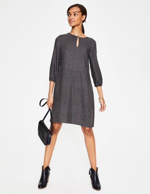 Nerissa Dress - Pewter Pom Pom Bud Nerissa Dress - Pewter Pom Pom Bud