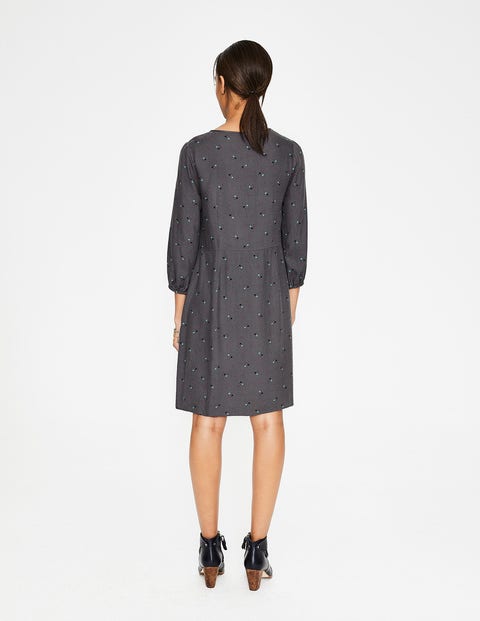 Nerissa Dress - Pewter Pom Pom Bud Nerissa Dress - Pewter Pom Pom Bud