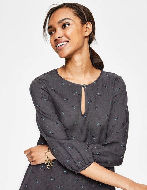 Nerissa Dress - Pewter Pom Pom Bud Nerissa Dress - Pewter Pom Pom Bud