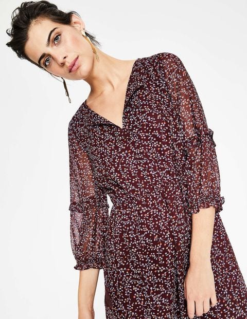 Iona Midi Dress - Dark Burgundy, Twinkle Vine Iona Midi Dress - Dark Burgundy, Twinkle Vine