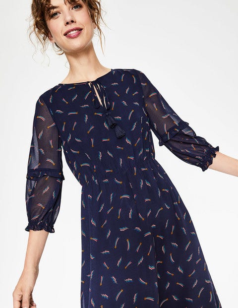 Iona Midi Dress - Navy, Shooting Star Iona Midi Dress - Navy, Shooting Star
