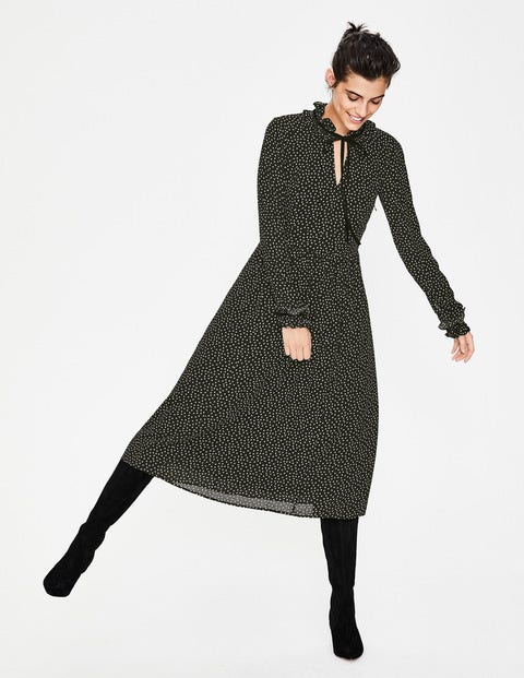 Robe midi Cecilla - Pois indisciplinés noirs Robe midi Cecilla - Pois indisciplinés noirs