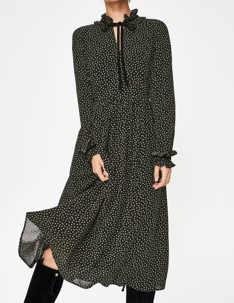 Robe midi Cecilla - Pois indisciplinés noirs Robe midi Cecilla - Pois indisciplinés noirs