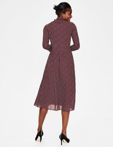 Cecilla Midi Dress - Mulled Wine Scattered Spot Cecilla Midi Dress - Mulled Wine Scattered Spot