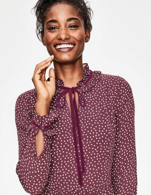 Cecilla Midi Dress - Mulled Wine Scattered Spot Cecilla Midi Dress - Mulled Wine Scattered Spot