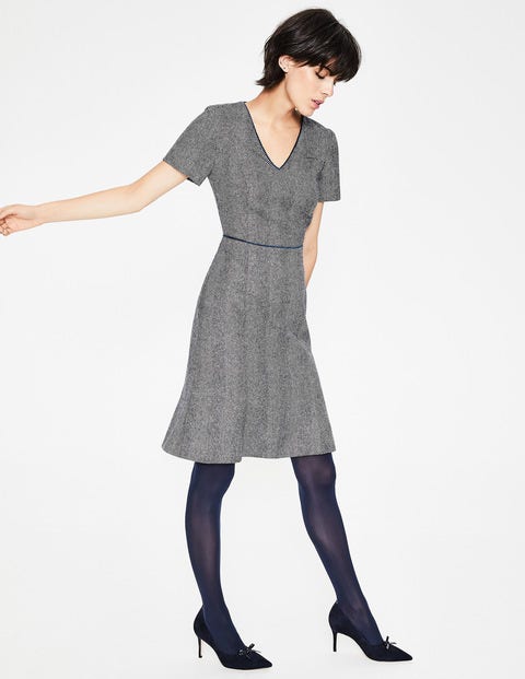 Albany Tweed Dress - Navy and Ivory Herringbone Albany Tweed Dress - Navy and Ivory Herringbone
