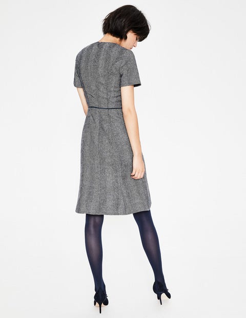 Albany Tweed Dress - Navy and Ivory Herringbone Albany Tweed Dress - Navy and Ivory Herringbone