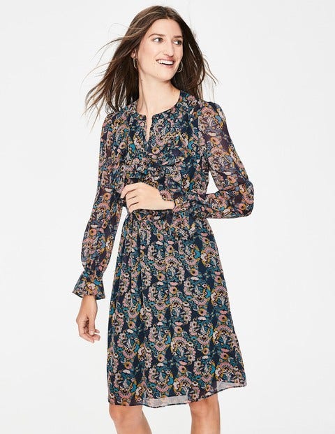 Robe Amalie - Bleu marine, motif Flourish petit Robe Amalie - Bleu marine, motif Flourish petit