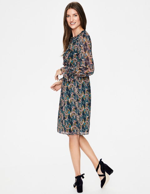 Robe Amalie - Bleu marine, motif Flourish petit Robe Amalie - Bleu marine, motif Flourish petit