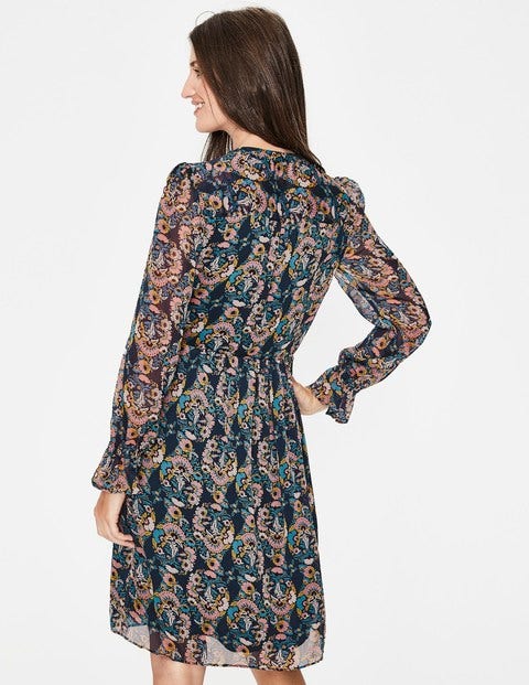 Robe Amalie - Bleu marine, motif Flourish petit Robe Amalie - Bleu marine, motif Flourish petit