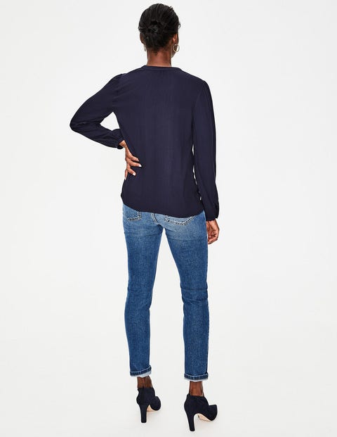 Polly Embroidered Top - Navy Polly Embroidered Top - Navy