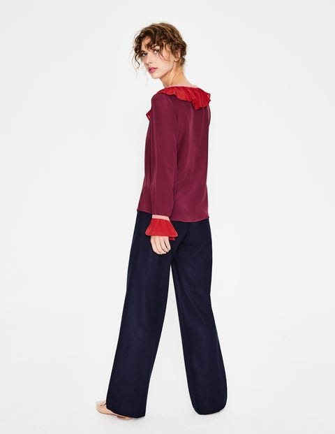 Constance Silk Blouse - Mulled Wine Colour Block Constance Silk Blouse - Mulled Wine Colour Block