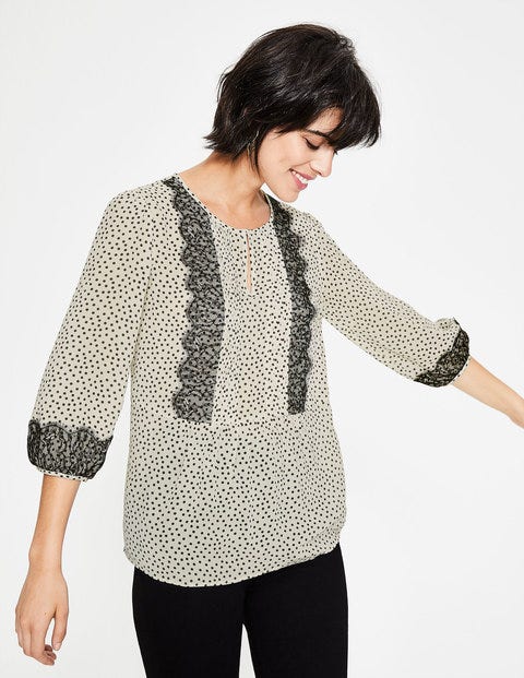 Cynthia Top - Ivory, Scattered Spot Cynthia Top - Ivory, Scattered Spot