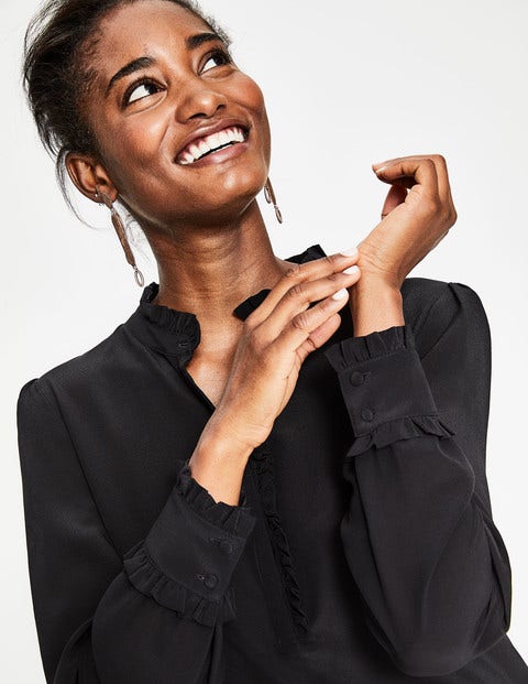 Romaine Silk Shirt - Black Romaine Silk Shirt - Black