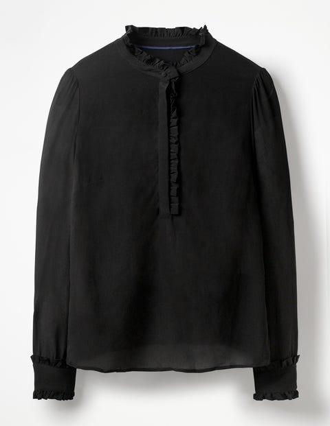 Romaine Silk Shirt - Black Romaine Silk Shirt - Black