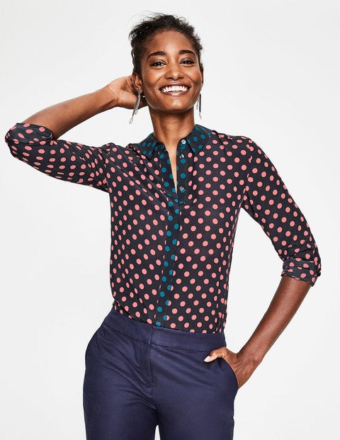 Silk Shirt - Blush Regular Spot Silk Shirt - Blush Regular Spot