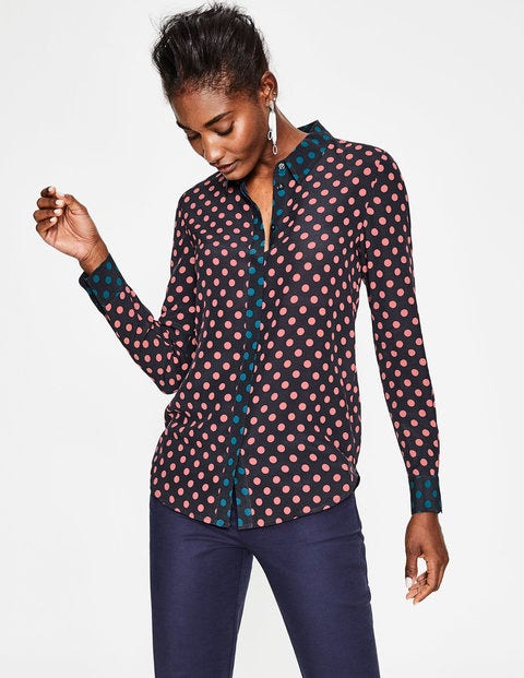 Silk Shirt - Blush Regular Spot Silk Shirt - Blush Regular Spot