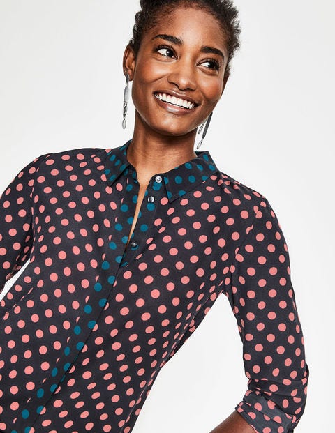 Silk Shirt - Blush Regular Spot Silk Shirt - Blush Regular Spot