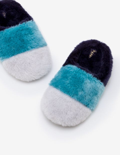 Colour Block Slipper Mules - Navy Colour Block Slipper Mules - Navy
