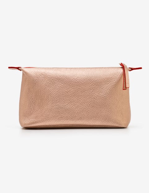 Small Leather Washbag - Rose Gold Metallic Small Leather Washbag - Rose Gold Metallic