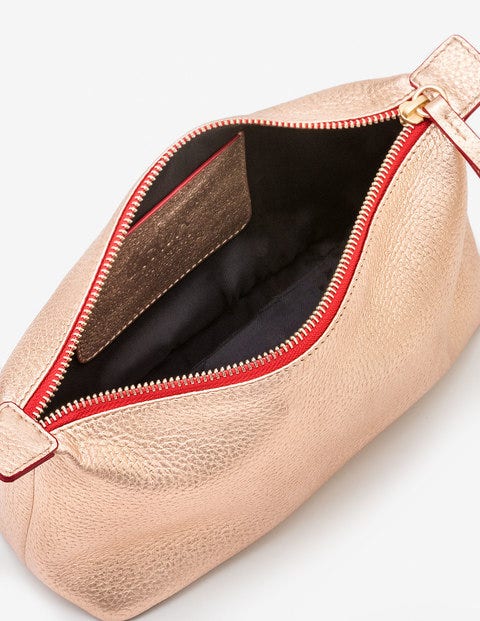 Small Leather Washbag - Rose Gold Metallic Small Leather Washbag - Rose Gold Metallic