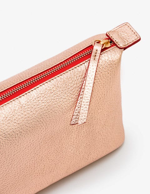 Small Leather Washbag - Rose Gold Metallic Small Leather Washbag - Rose Gold Metallic