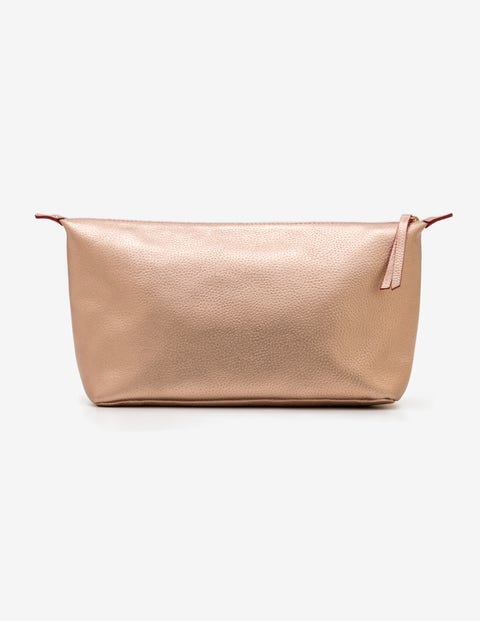 Large Leather Washbag - Rose Gold Metallic Large Leather Washbag - Rose Gold Metallic