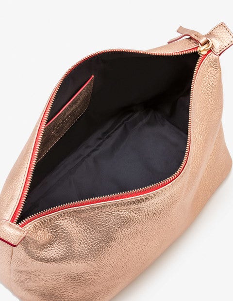 Large Leather Washbag - Rose Gold Metallic Large Leather Washbag - Rose Gold Metallic